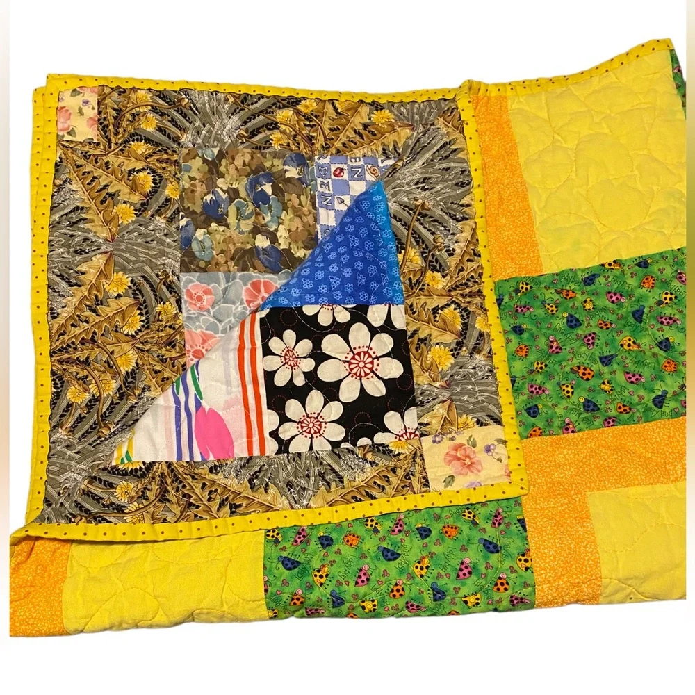 Quilt Blanket Handmade Baby Crib Toddler Nursery Patchwork Bright MultiColor
